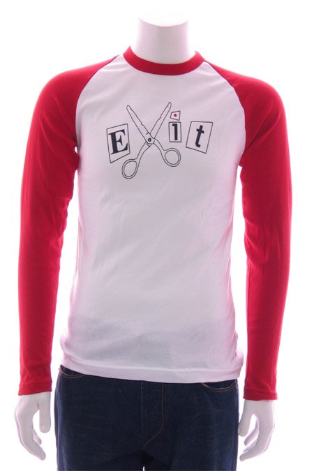 EXIT Mens Scissors L/S T-shirt (wht/red)